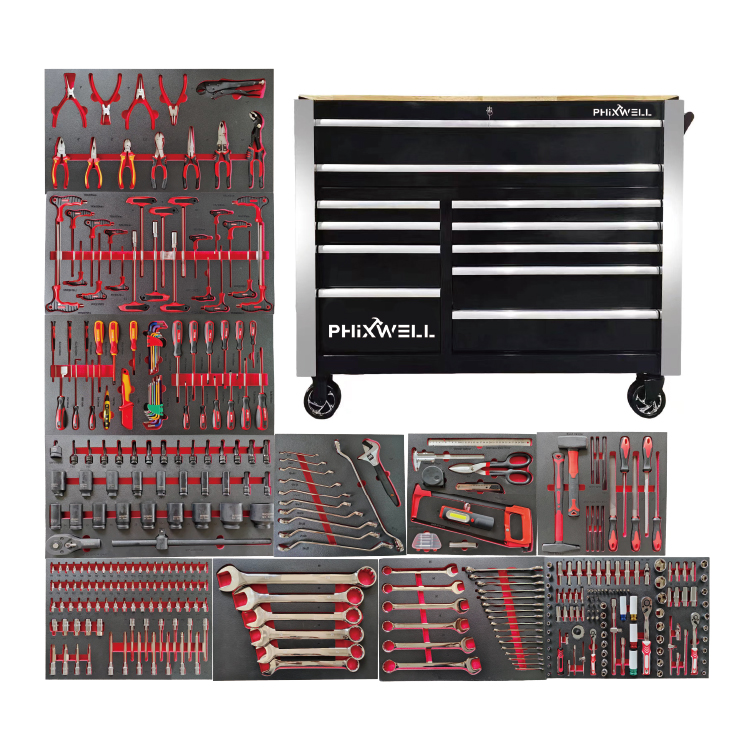 719520PHIXWELL Armoire à outils 11 tiroirs avec ensemble d'outils 377 pièces