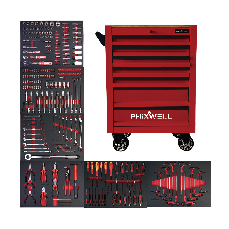 719506 PHIXWELL Meuble de rangement 7 tiroirs avec comptoir en bois