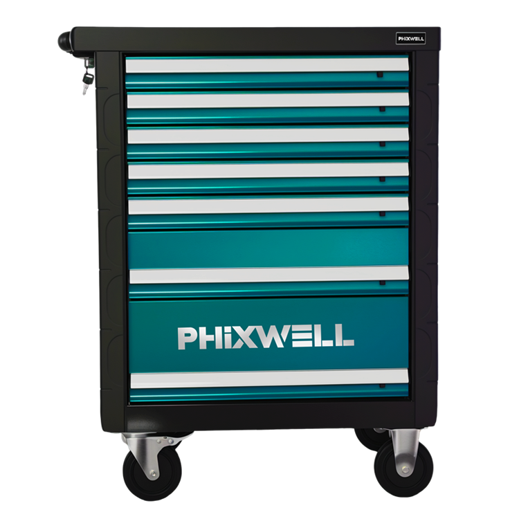 719511 Armoire à outils PHIXWELL 7 tiroirs avec protections d'angle et plaques de recouvrement en plastique