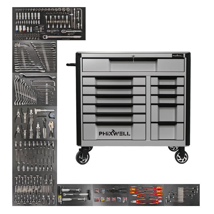 719517 NOUVEAU lancement PHIXWELL Armoire à outils 12 tiroirs